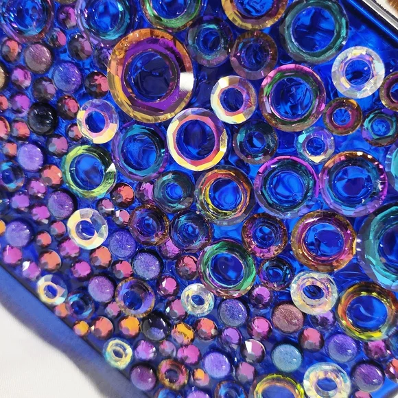 Handmade Pearl Chaos Blue Transparent Acrylic Clutch - Acid Rain - Picture 5 of 7